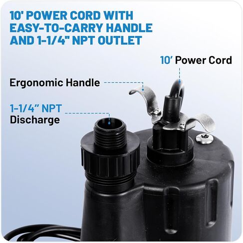 12 Volt 330 GPH Utility Transfer Pump - Portable Water Pump with suction hose kit, for Efficient Water Removal in Aquariums, Pools, RVs, and More in Saudi Arabia
