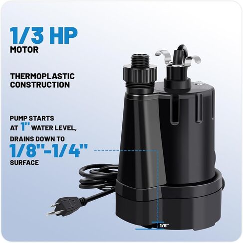 12 Volt 330 GPH Utility Transfer Pump - Portable Water Pump with suction hose kit, for Efficient Water Removal in Aquariums, Pools, RVs, and More in Saudi Arabia