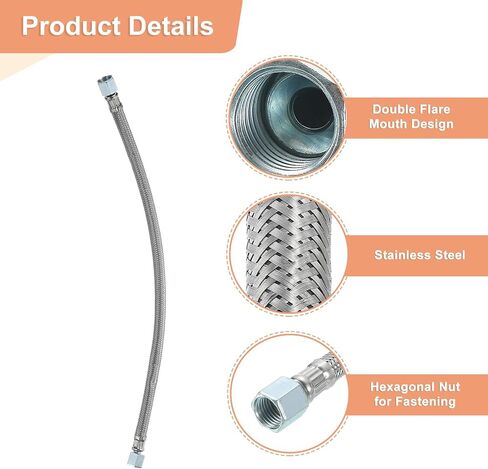 uxcell Air Compressor Exhaust Tube, 9/16" Thread Dia 11" Length Compressor Hose Stainless Steel Hose Air Tube Compressor Hardware Accessories Replacement Parts(Flared Mouth) in Saudi Arabia
