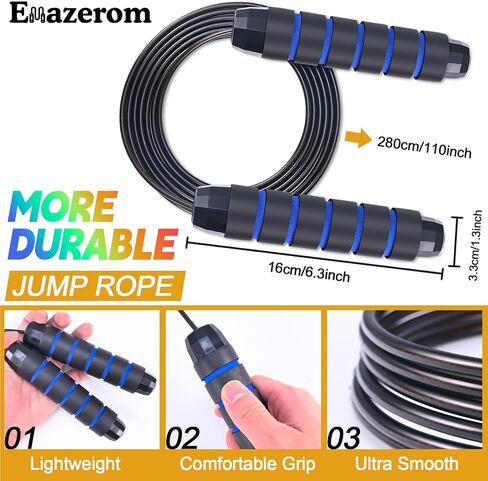 Jump Rope for Women Men Kids, Adjustable Skipping Rope with Ball Bearings, Professional Jumping Rope with Foam Handles, Tangle-Free Rapid Speed Jump Ropes for Fitness Workout Boxing Exercise in Saudi Arabia
