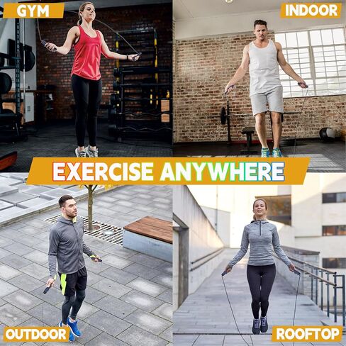 Jump Rope for Women Men Kids, Adjustable Skipping Rope with Ball Bearings, Professional Jumping Rope with Foam Handles, Tangle-Free Rapid Speed Jump Ropes for Fitness Workout Boxing Exercise in Saudi Arabia