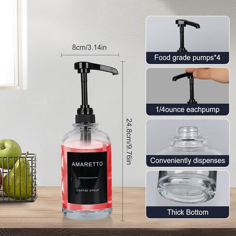 Syrup Dispenser for Coffee Bar 16.9oz Coffee Syrup Dispenser with Labels Coffee Bar Accessories 500ML Coffee Syrup Bottles (White 2) in Saudi Arabia