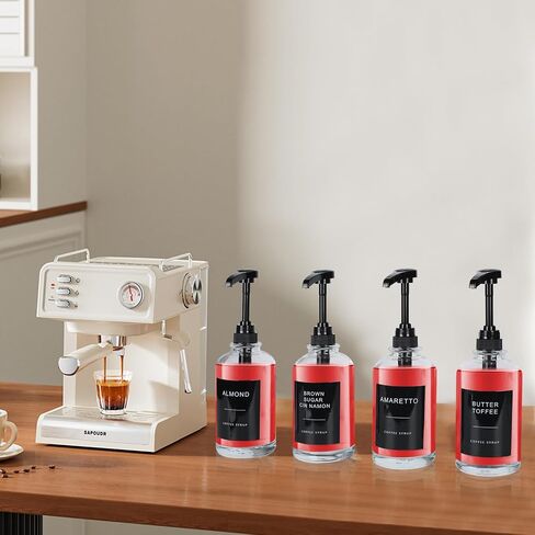 Syrup Dispenser for Coffee Bar 16.9oz Coffee Syrup Dispenser with Labels Coffee Bar Accessories 500ML Coffee Syrup Bottles (White 2) in Saudi Arabia