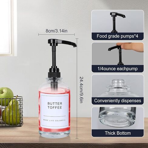 Syrup Dispenser for Coffee Bar 16.9oz Coffee Syrup Dispenser with Labels Coffee Bar Accessories 500ML Coffee Syrup Bottles (White 2) in Saudi Arabia