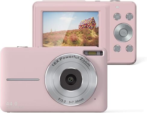 Digital Camera DCAF40-3, 44MP High Pixel Image, 1920x1080P Video Resolution, 16X Digital Zoom, Web Camera, Removable Disk Mass Storage - Perfect for Photography & Streaming (White) in Kuwait