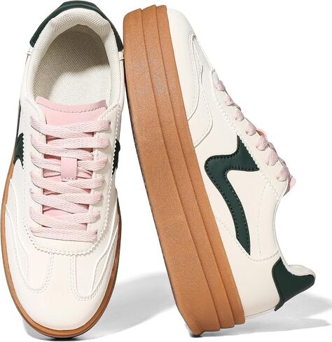 Tscoyuki Platform Women's Fashion Sneakers Casual Spring Shoes Non Slip Lightweight Walking Shoes Lace-Up Thick Sole Chunky Tennis Shoe in Saudi Arabia