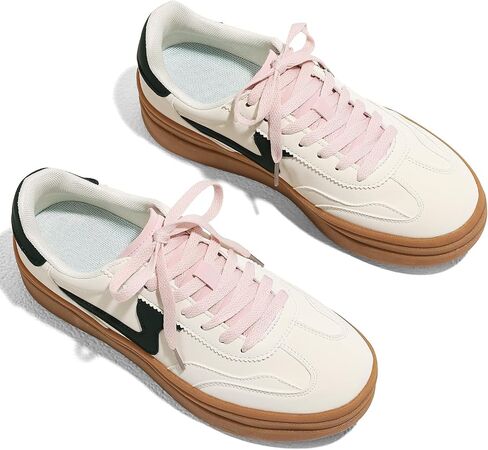 Tscoyuki Platform Women's Fashion Sneakers Casual Spring Shoes Non Slip Lightweight Walking Shoes Lace-Up Thick Sole Chunky Tennis Shoe in Saudi Arabia