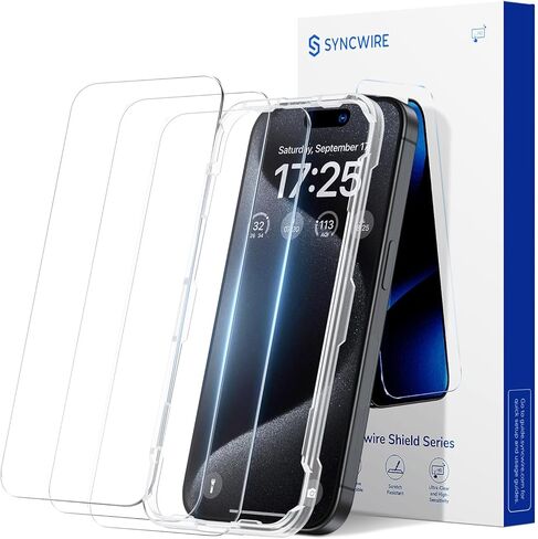 Syncwire Screen Protector for iPhone 14 Pro(6.1 inch) [3 Pack] [10X Military Grade Protection] Tempered Glass [Easy Installation Frame, Full Coverage, HD Clear, Bubble Free] in Saudi Arabia