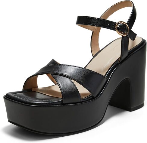 Arromic Women's Crisscross Band Platform High Heel Sandals with 4-Inch Chunky Heels Ankle Strap Stylish Y2K Heeled Shoes for Party, Wedding, Evening Events in Saudi Arabia