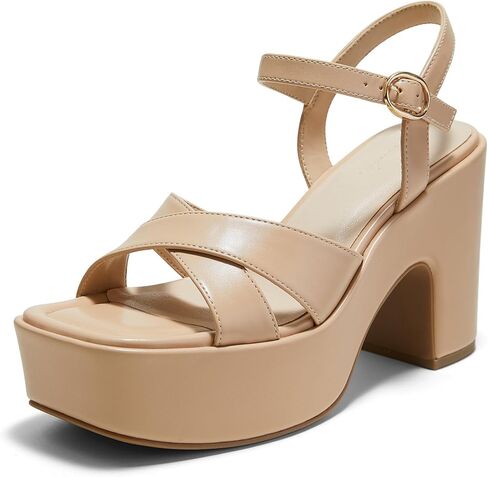 Arromic Women's Crisscross Band Platform High Heel Sandals with 4-Inch Chunky Heels Ankle Strap Stylish Y2K Heeled Shoes for Party, Wedding, Evening Events in Saudi Arabia