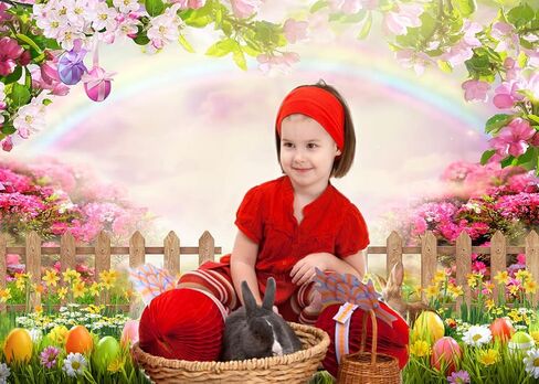 Dudaacvt 7x5ft Easter Backdrop Happy Easter Photography Backdrops Green Grass Photo Background Colorful Eggs Children Kids Adult Easter Party Backdrop in Kuwait