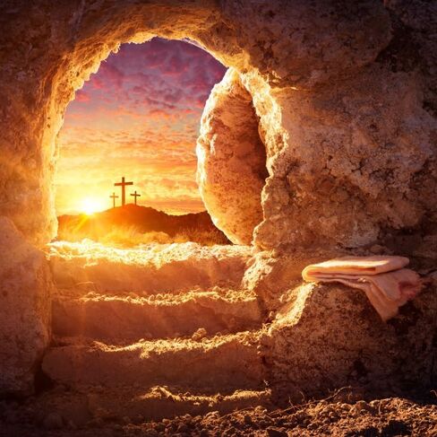 Easter Tomb Backdrop Resurrection of Jesus Empty Tomb with Shroud Christ Crucifix Holy Light Stone Hole Background Lord Pray Church Events Banner Decorations Studio Props 10x8ft in Kuwait