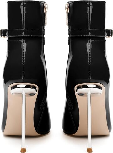 WAYDERNS High Heel Ankle Boots for Women Pointed Toe Patent Stiletto Heels 4.3 Inch with Side Zipper Booties Sexy Evening Party Dating Short Boots in Saudi Arabia