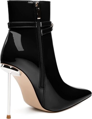 WAYDERNS High Heel Ankle Boots for Women Pointed Toe Patent Stiletto Heels 4.3 Inch with Side Zipper Booties Sexy Evening Party Dating Short Boots in Saudi Arabia