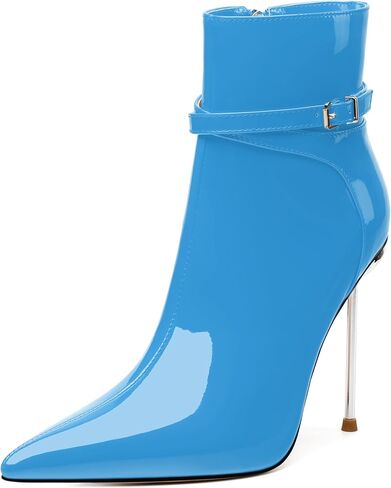 WAYDERNS High Heel Ankle Boots for Women Pointed Toe Patent Stiletto Heels 4.3 Inch with Side Zipper Booties Sexy Evening Party Dating Short Boots in Saudi Arabia