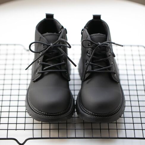 Casazoe طفل الفتيات الفتيان أحذية الأطفال الصغار الكلاسيكية المشي لمسافات طويلة الأحذية الجانب سستة عارضة المشي أحذية العمل عالية أعلى الدانتيل يصل القتالية حذاء من الجلد in Kuwait