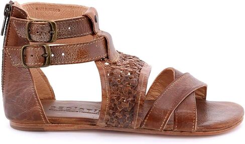 Bed|Stu® Capriana Flat Sandals for Women – Leather Detailing – Back Zipper Closure – Open Toe Silhouette in Saudi Arabia