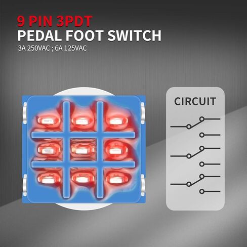 DaierTek Guitar Pedal Switch Lighted 3PDT 9 Pin Latching Stomp Footswitch Solder Lugs with Multi-colored Light -9pcs in Kuwait