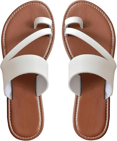 SweatyRocks Women's Open Toe Thong Sandals Slip on Toe Ring Flat Sandals Beach Summer Slide Sandals in Saudi Arabia