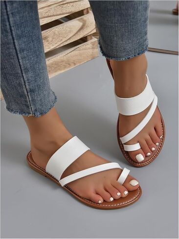 SweatyRocks Women's Open Toe Thong Sandals Slip on Toe Ring Flat Sandals Beach Summer Slide Sandals in Saudi Arabia