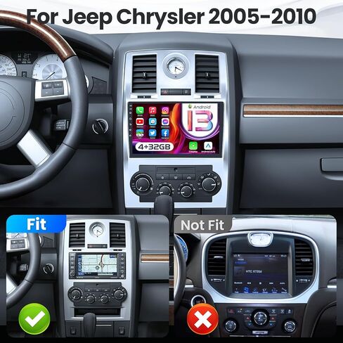 راديو السيارة لسيارة Jeep Chrysler 300C 2004-2011 ستيريو: (4G+32G) ترقية Android 13 5GWiFi 9 بوصة 1280 * 800 وحدة رأس شاشة تعمل باللمس - Carplay Android Auto Bluetooth 5.0 DSP FM GPS SWC كاميرا احتياطية in Kuwait