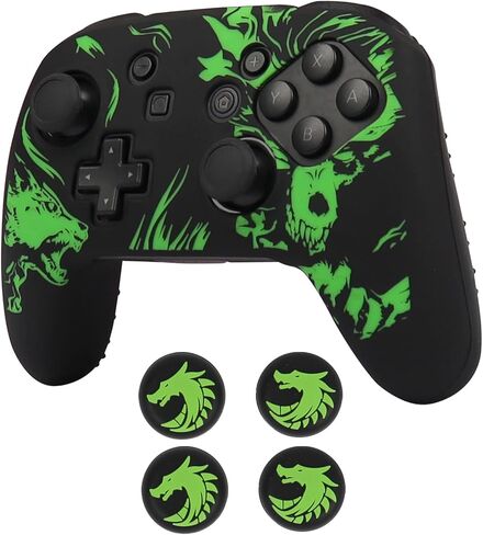RALAN Laser Blood Handprint Design Controller Skin with 4 Thumb Grips for Switch Pro Controller, Anti-Slip Silicone Controller Cover Protector Case in Kuwait