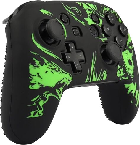 RALAN Laser Blood Handprint Design Controller Skin with 4 Thumb Grips for Switch Pro Controller, Anti-Slip Silicone Controller Cover Protector Case in Kuwait