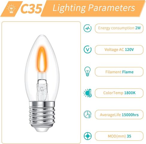 B11 LED Flame Light Bulb, 2 Modes Flickering Light Bulb,2W 1800K 40lm E26 Chandelier Base Candle Fire Light Bulb for Halloween Christmas Party Porch Indoor & Outdoor Home Decoration(2pack) in Saudi Arabia