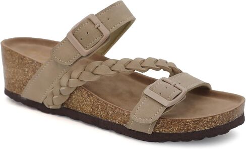Yoki Lorayn-02 Women's Wedge Wedge Cork Bottom Bottled مع حزام مضفر ، ونساء صندل منصة ، وصنادل الدعم الصيفية للسيدات. in Kuwait