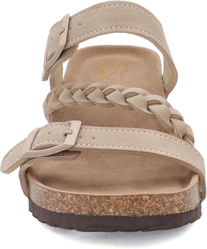 Yoki Lorayn-02 Women's Wedge Wedge Cork Bottom Bottled مع حزام مضفر ، ونساء صندل منصة ، وصنادل الدعم الصيفية للسيدات. in Kuwait