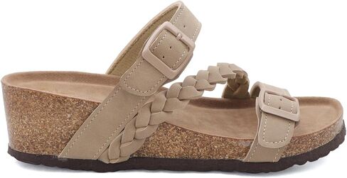 Yoki Lorayn-02 Women's Wedge Wedge Cork Bottom Bottled مع حزام مضفر ، ونساء صندل منصة ، وصنادل الدعم الصيفية للسيدات. in Kuwait