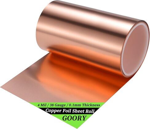 GOORY Copper Foil Sheet Roll 8Mil/32Gauge(0.2mm) 4in x 5ft Pure Thin Copper Sheet - ASTM B152 C11000 99.9+% Soft Copper Flashing Roll for Crafting Electrical House Repair DIY Project Decoration in Saudi Arabia