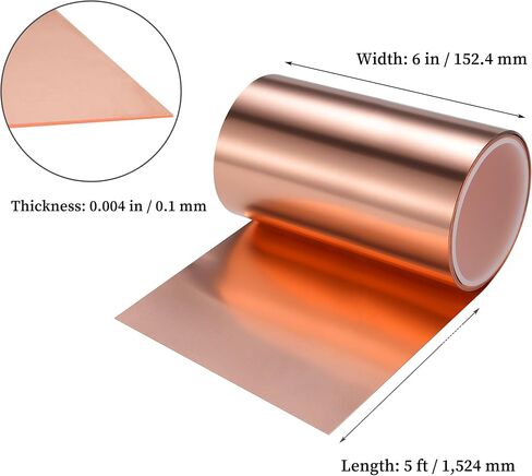 GOORY Copper Foil Sheet Roll 8Mil/32Gauge(0.2mm) 4in x 5ft Pure Thin Copper Sheet - ASTM B152 C11000 99.9+% Soft Copper Flashing Roll for Crafting Electrical House Repair DIY Project Decoration in Saudi Arabia