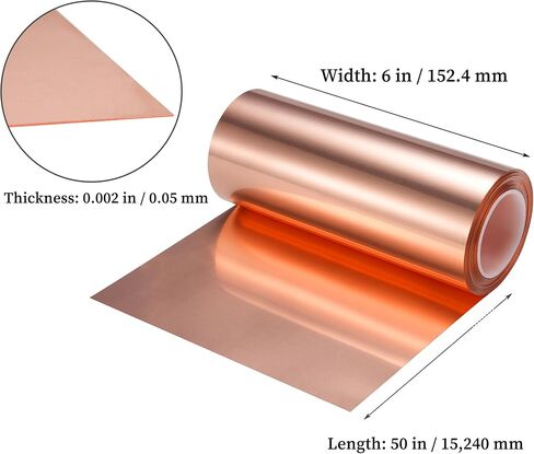 GOORY Copper Foil Sheet Roll 8Mil/32Gauge(0.2mm) 4in x 5ft Pure Thin Copper Sheet - ASTM B152 C11000 99.9+% Soft Copper Flashing Roll for Crafting Electrical House Repair DIY Project Decoration in Saudi Arabia