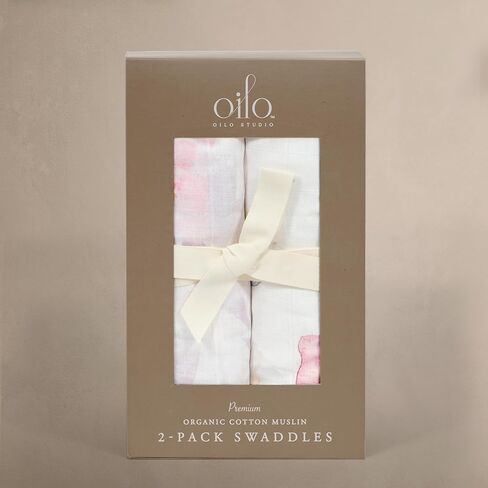 Oilo Premium Muslin Swaddle Blanket Set, Breathable 100% Organic Cotton 4-Way Muslin, Soft Large Receiving Blanket (46" x 46"), 2-Pack, Bear & Butter Yellow Duck in Saudi Arabia
