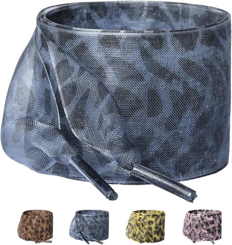Olukssck Fashion Leopard Print Shoelaces 4CM Wide Ribbon Shoe Laces for Women Sneakers in Kuwait
