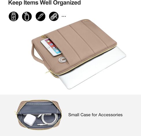 MOSISO Puffy Laptop Sleeve Case Compatible with MacBook Air/Pro, 13-13.3 inch Notebook, Compatible with MacBook Pro 14 inch 2023-2021 M2 M1, Rectangle Vertical Bag with Small Case & Side Handle, Black in Saudi Arabia