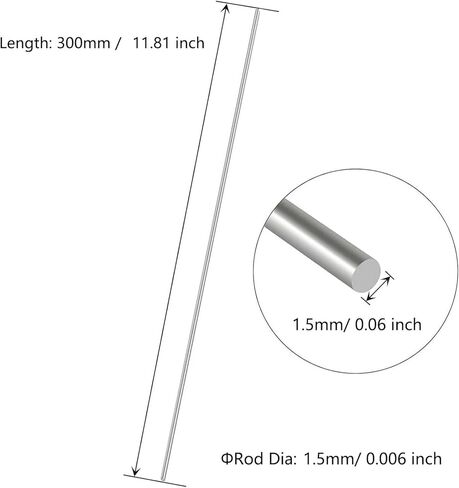 10pcs Stainless Steel Rods 2mm x 300mm, Solid Stainless Steel Round Bars Metal Rods for DIY Craft Car Helicopter Airplane Model in Kuwait