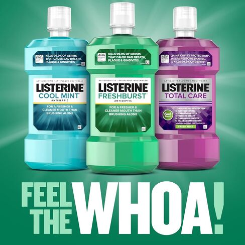 Listerine Freshburst Antiseptic Mouthwash for Bad Breath, Kills 99.9% of Bad Breath Germs & Fights Plaque & Gingivitis, ADA Accepted Mouthwash, Spearmint, Convenience Pack, 1 L, 2 Pack in Saudi Arabia