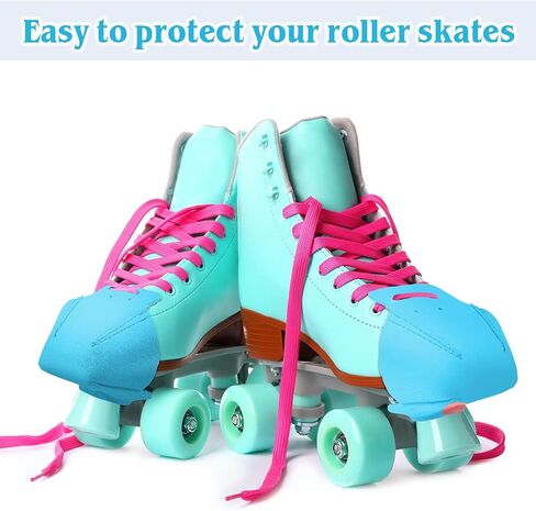 2 Pieces Roller Skate Toe Guards Artificial Leather Toe Guards Protectors for Quad Roller Skate (Black,Solid Pattern) in Saudi Arabia