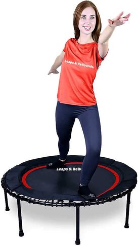 Leaps and Rebounds Trampoline للبالغين والأطفال - Rebounder مع مقاطع فيديو للتمرين عبر الإنترنت - للألعاب الخارجية واللياقة البدنية والأنشطة الترفيهية - معدات تمارين القلب الآمنة والهادئة والمتينة in Kuwait