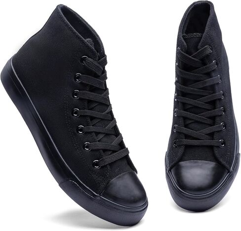 Women's High-Top Canvas Sneakers – Classic Lace-Up Casual Shoes with Extra Shoelaces – Comfortable, Stylish, and Durable in Saudi Arabia