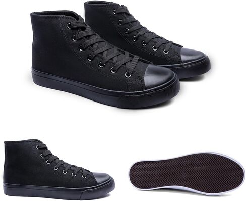 Women's High-Top Canvas Sneakers – Classic Lace-Up Casual Shoes with Extra Shoelaces – Comfortable, Stylish, and Durable in Saudi Arabia
