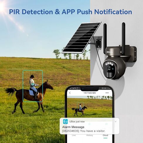 Xega 4G LTE Security Camera No WiFi with SIM Card 2K Super HD Solar Powered Wireless Outdoor 4G Security Camera PIR Motion Sensor Night Vision 2 Way Talk 【Built in SIM Card】 in Saudi Arabia