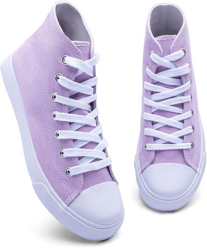 Women's High-Top Canvas Sneakers – Classic Lace-Up Casual Shoes with Extra Shoelaces – Comfortable, Stylish, and Durable in Saudi Arabia
