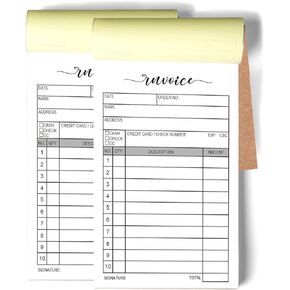 2 Packs 50-set Thank You Receipt Book, Carbon Duplicate Copy Sales Receipt Form, Invoice Booklet for Stores, warehouses, offices, and restaurants, 3.4x5.5 Handheld, 2-Part Carbonless-White/Yellow.