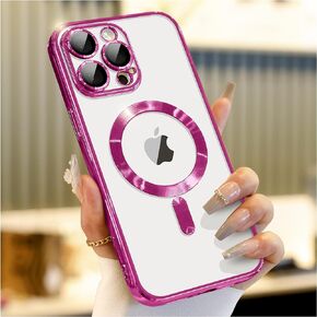 for iPhone 13 Pro Max Case with Integrated Camera Lens Protection, [Seamless Work with Magsafe] [Metallic Glossy Soft Bumper], Diamond Clear Stylish Case for iPhone 13 Pro Max, Phantom Black