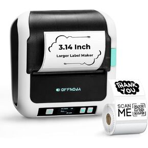 OFFNOVA Label Maker with Tape, 3 Inch Portable Thermal Label Maker Machine Bluetooth for Barcode Address Label Product Tag Office Home, Supports Phones & PC