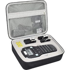 حافظة متوافقة مع صانع الملصقات DYMO LabelManager 160/280، صانع الملصقات المحمول، منظم تخزين طابعة الملصقات لمحول التيار المتردد، وخراطيش الأشرطة والمزيد من الملحقات (الصندوق فقط) رمادي
