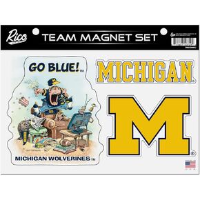 Rico Industries NCAA Michigan Wolverines Gary Patterson The Fan Team Magnet Set 8.5" x 11" - Home Décor - Regrigerator, Office, Kitchen